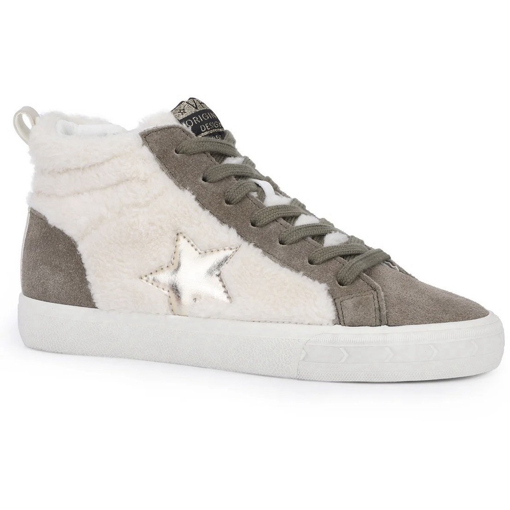Vintage Havana High Top Sneakers Lester Olive Zip Up‎ Fur Suede Gold Star Sz-6